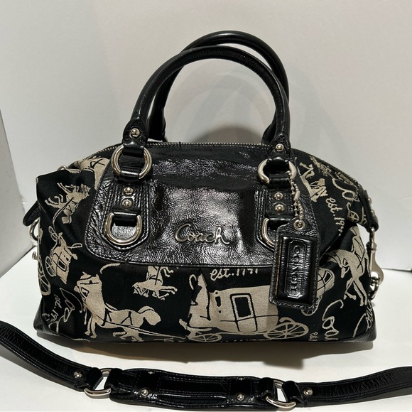 Coach Handbags - Coach Black and Tan Satchel